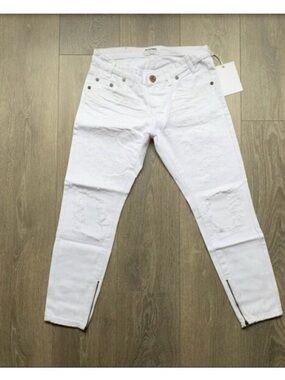 Revolve One Teaspoon Freebirds Skinny Jeans White Distressed Denim Ankle Zip